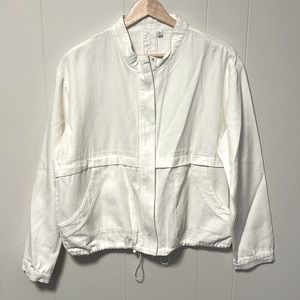 Sadie and Sage White Bomber Jacket Size Large 100% Cotton